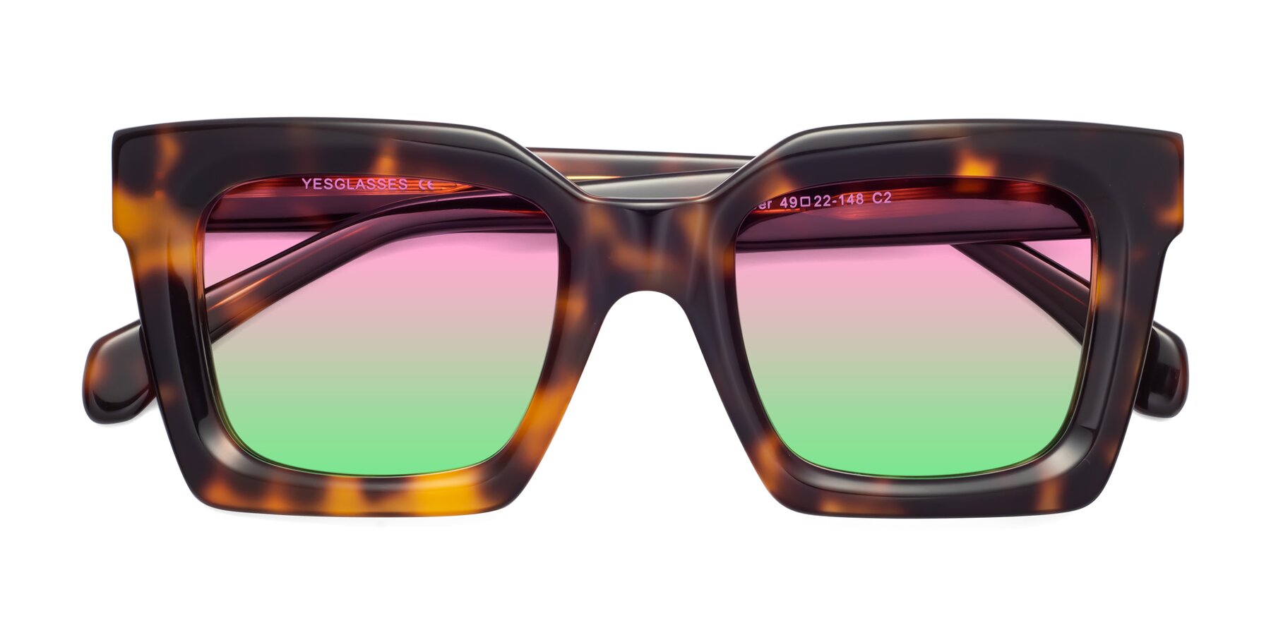 Folded Front of Piper in Tortoise with Pink / Green Gradient Lenses