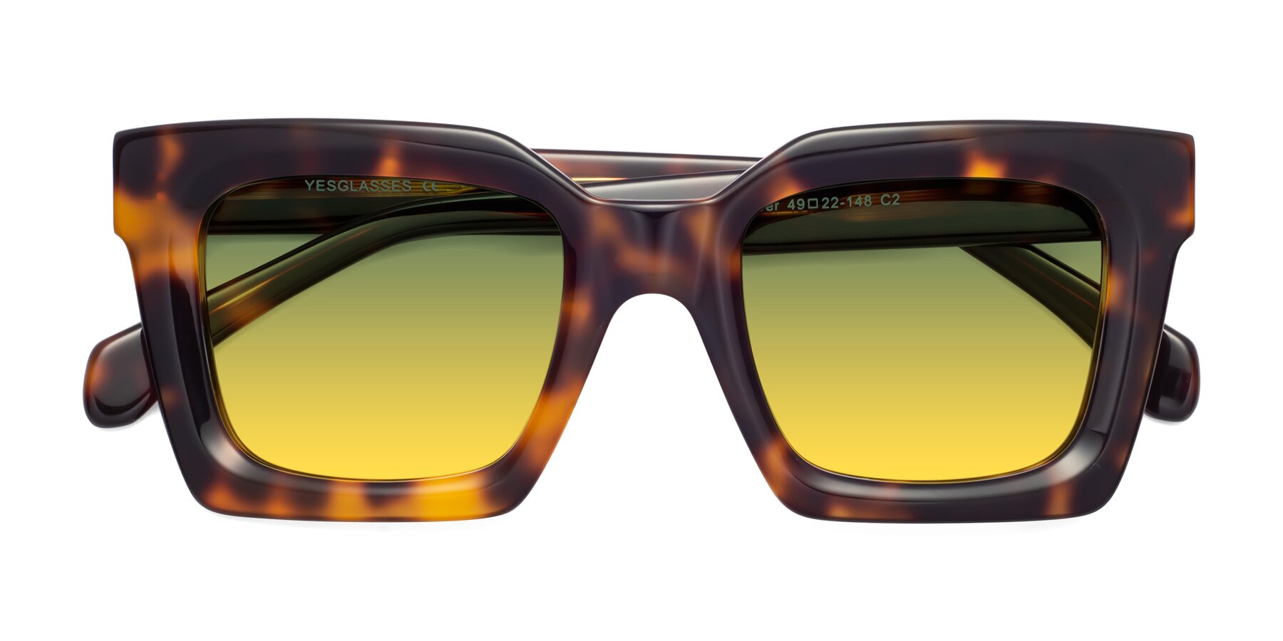 Folded Front of Piper in Tortoise with Green / Yellow Gradient Lenses