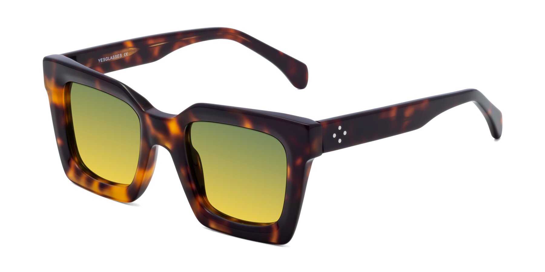 Angle of Piper in Tortoise with Green / Yellow Gradient Lenses
