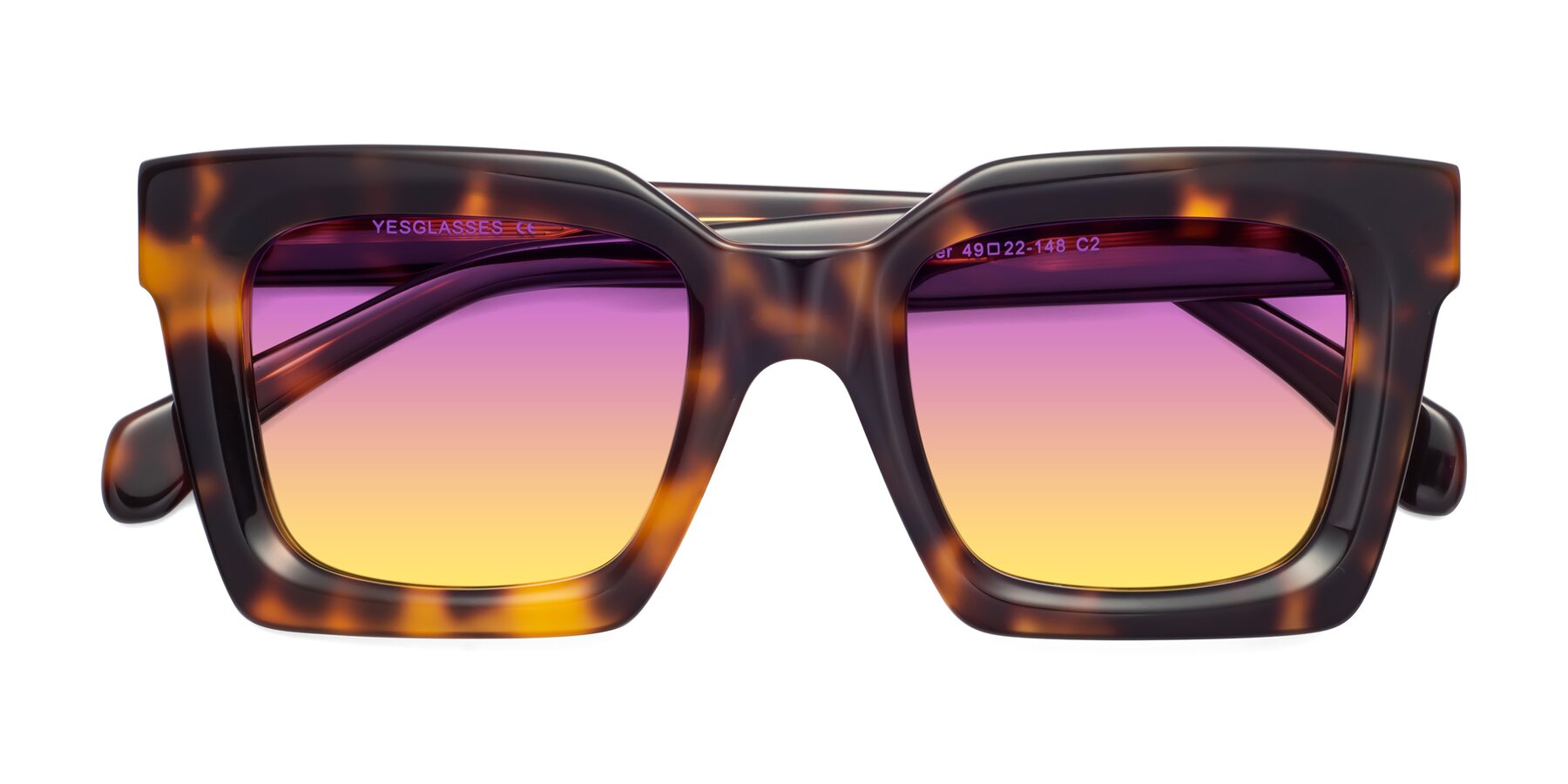 Folded Front of Piper in Tortoise with Purple / Yellow Gradient Lenses