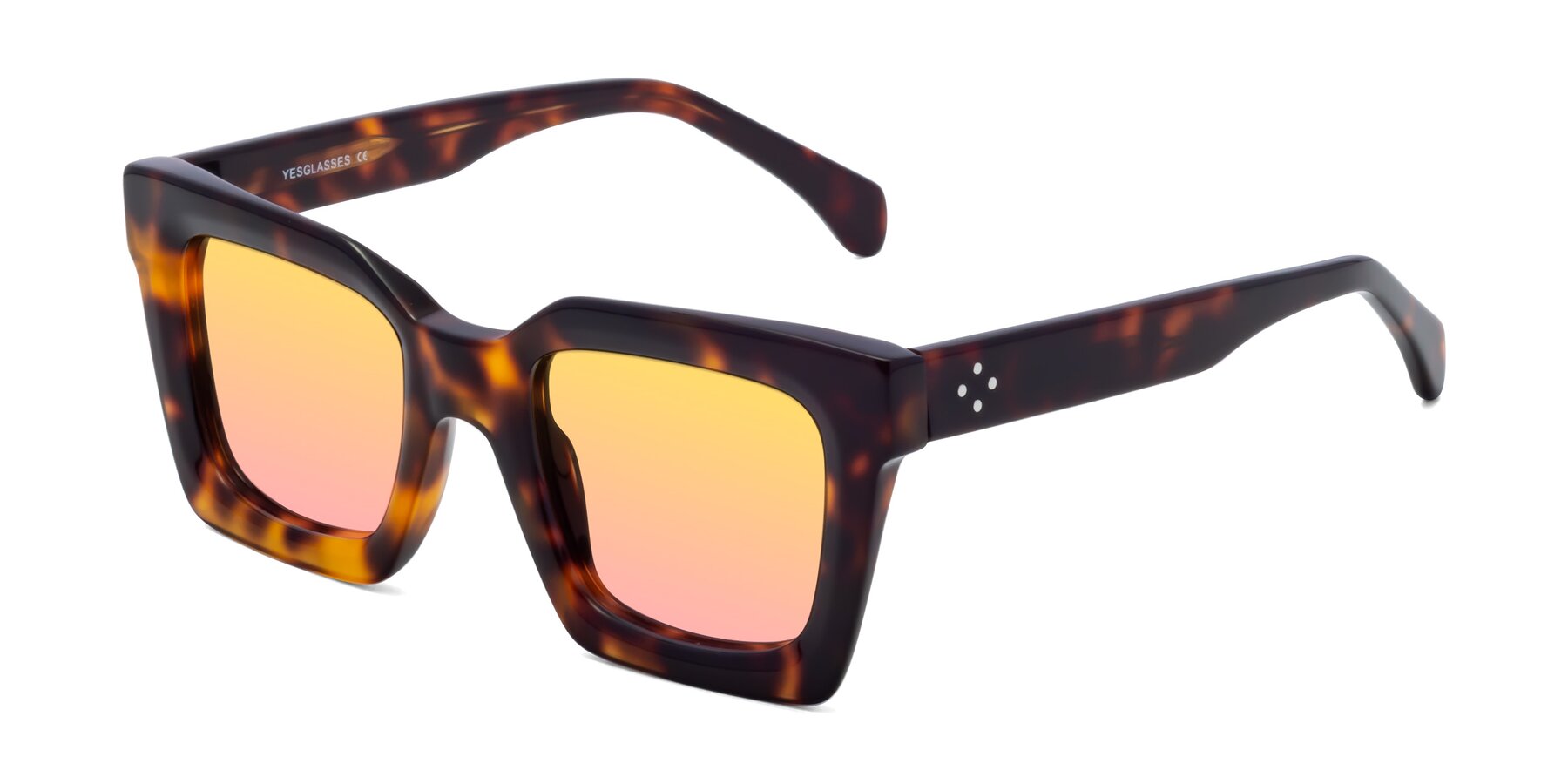 Angle of Piper in Tortoise with Yellow / Pink Gradient Lenses