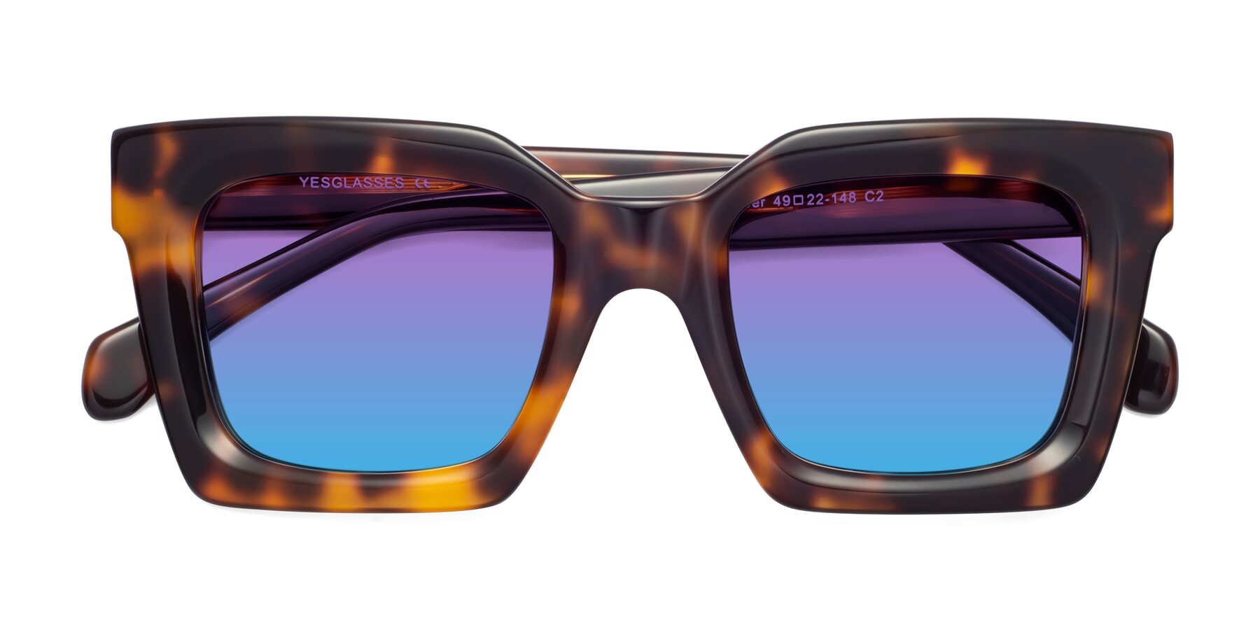 Folded Front of Piper in Tortoise with Purple / Blue Gradient Lenses