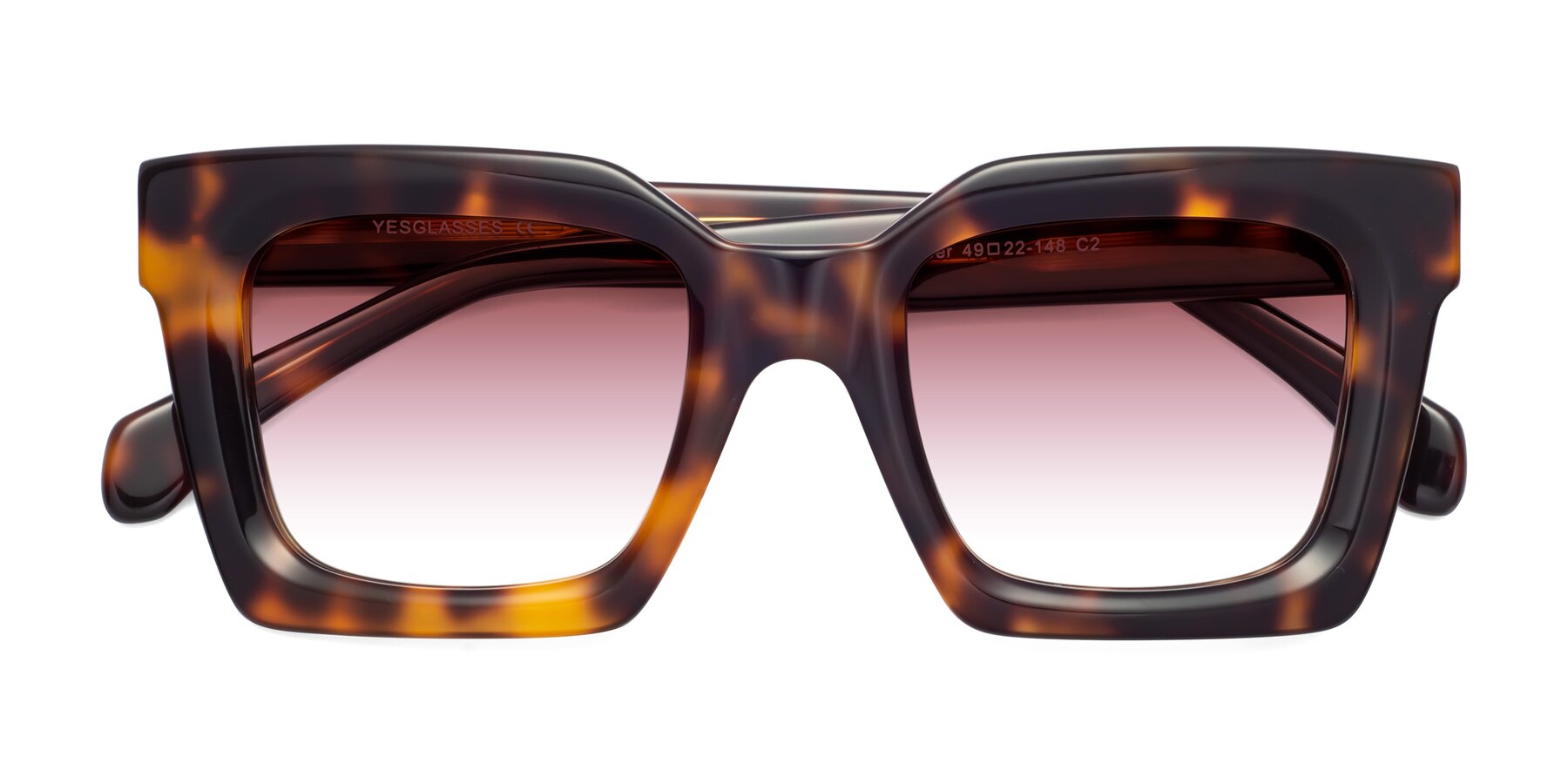 Folded Front of Piper in Tortoise with Garnet Gradient Lenses