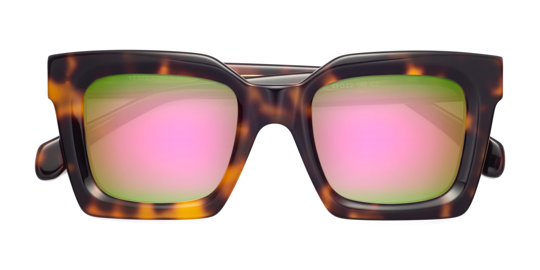 Folded Front of Piper in Tortoise with Pink Mirrored Lenses