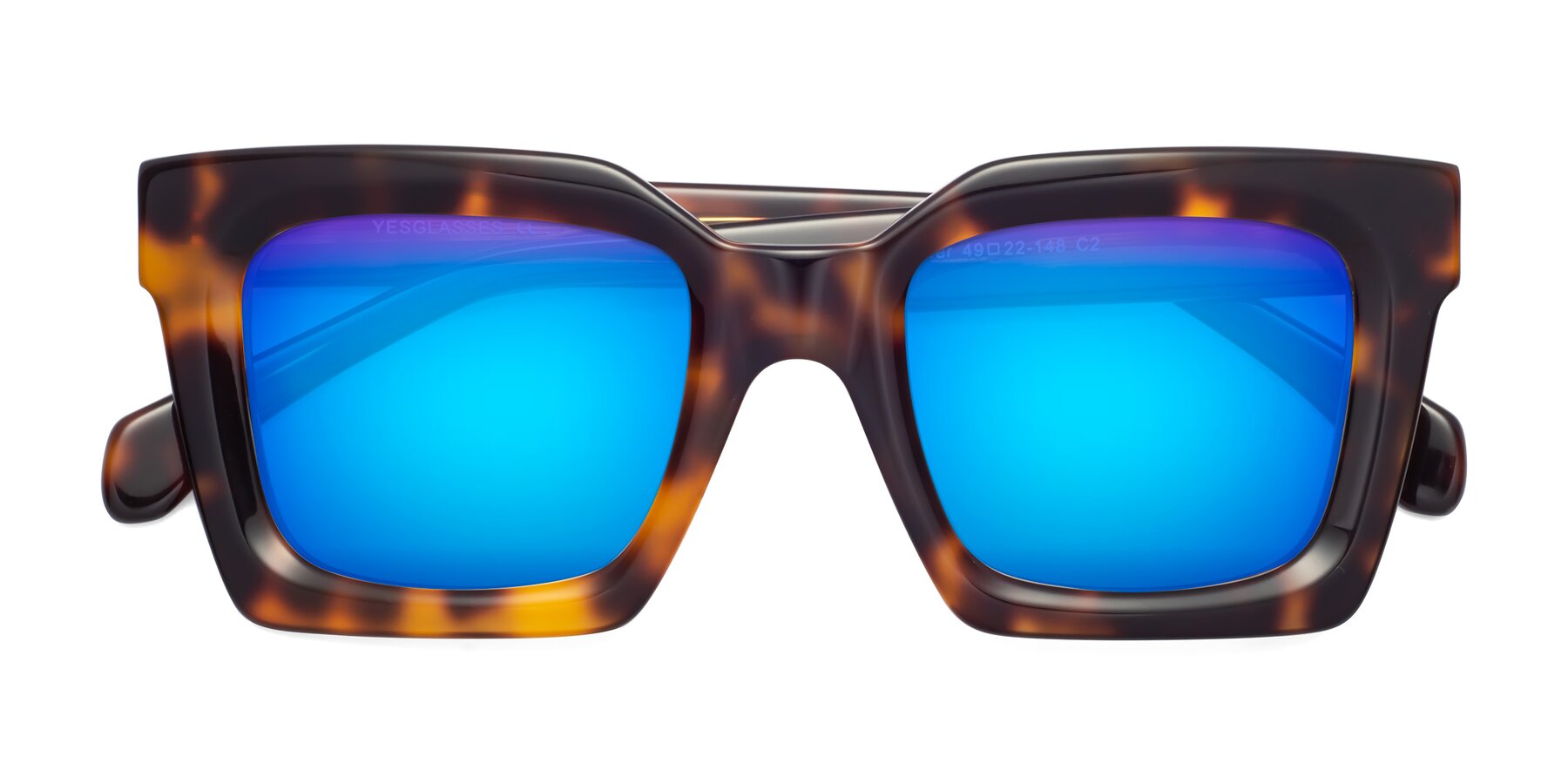 Folded Front of Piper in Tortoise with Blue Mirrored Lenses