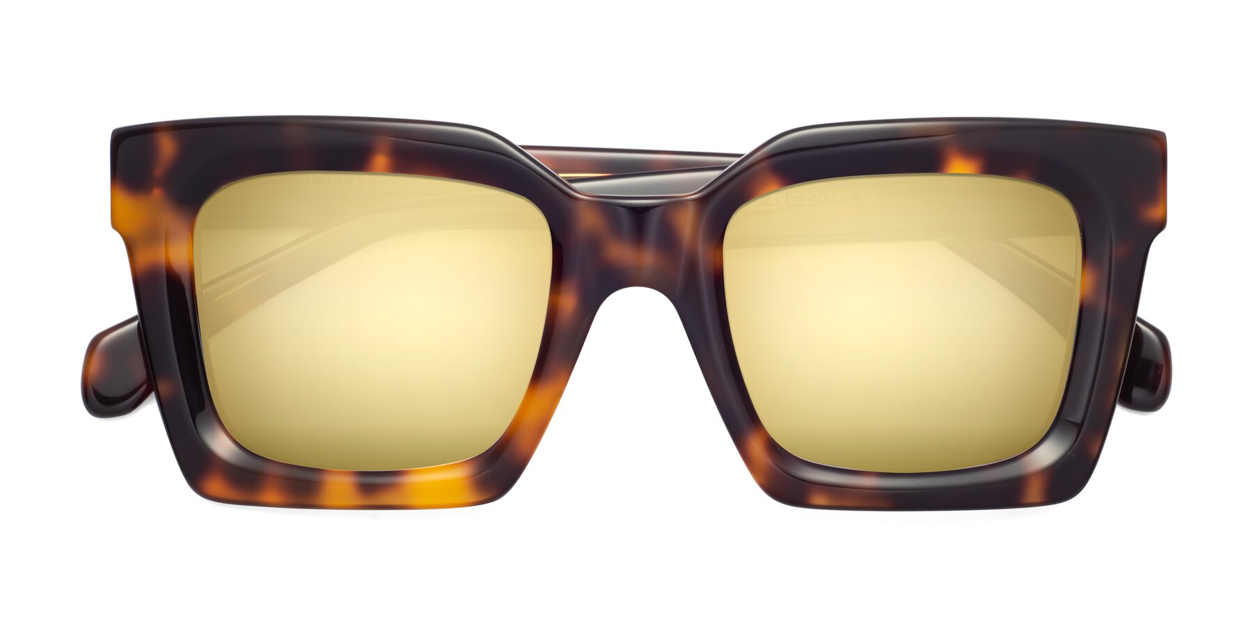 Folded Front of Piper in Tortoise with Gold Mirrored Lenses