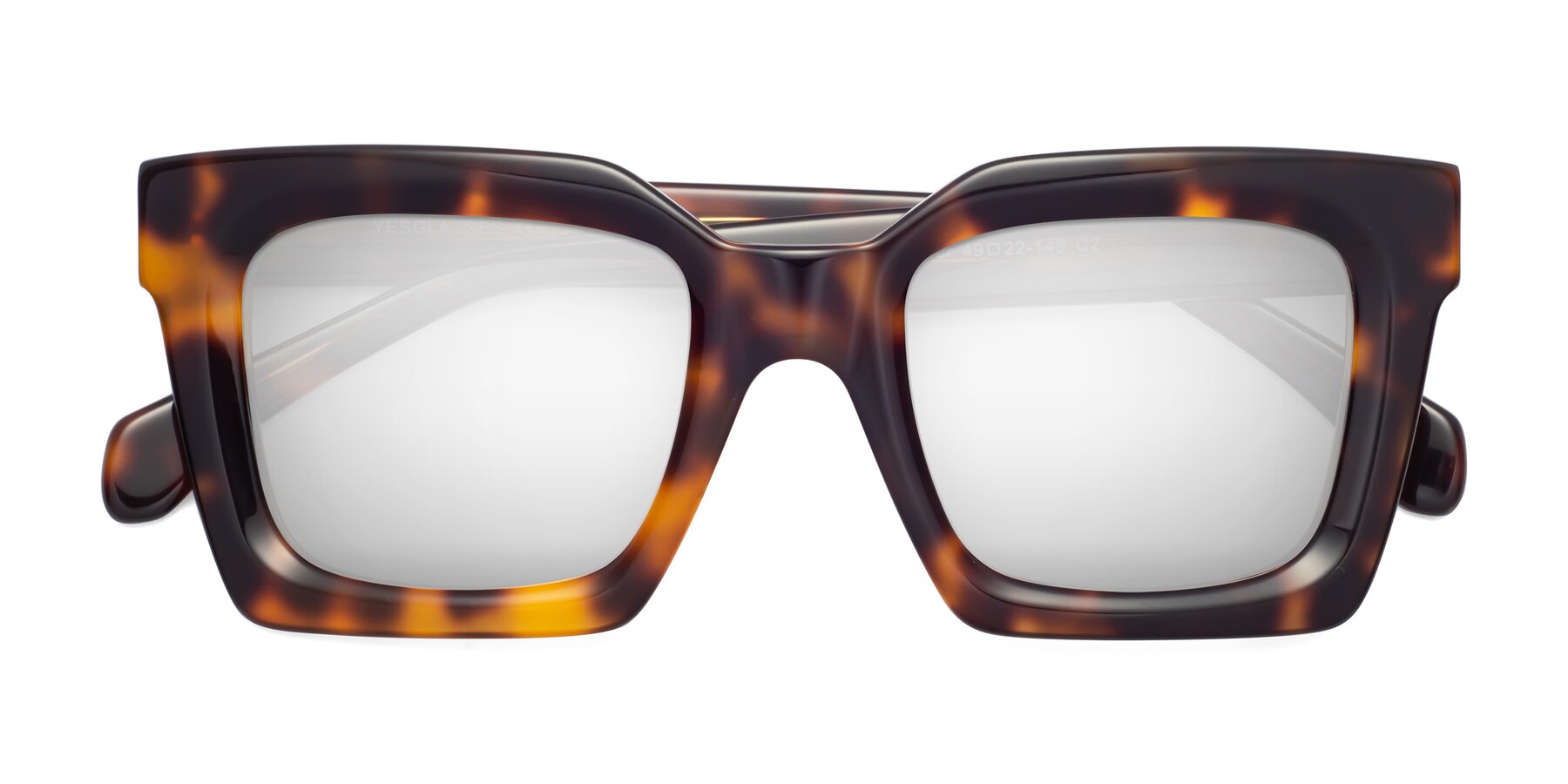 Folded Front of Piper in Tortoise with Silver Mirrored Lenses