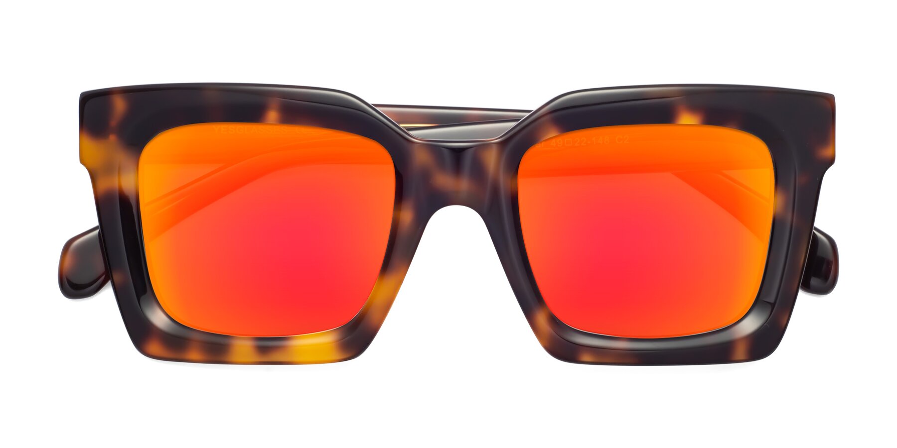 Folded Front of Piper in Tortoise with Red Gold Mirrored Lenses