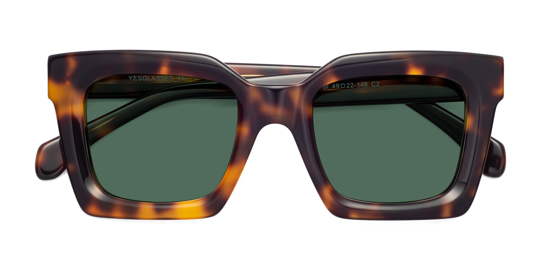 Folded Front of Piper in Tortoise with Green Polarized Lenses