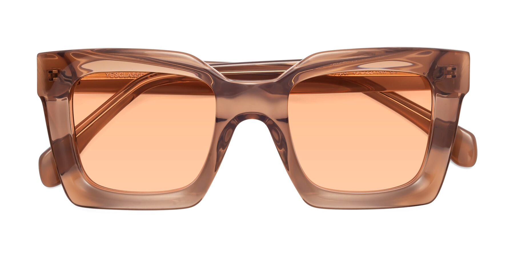 Folded Front of Piper in Caramel with Light Orange Tinted Lenses