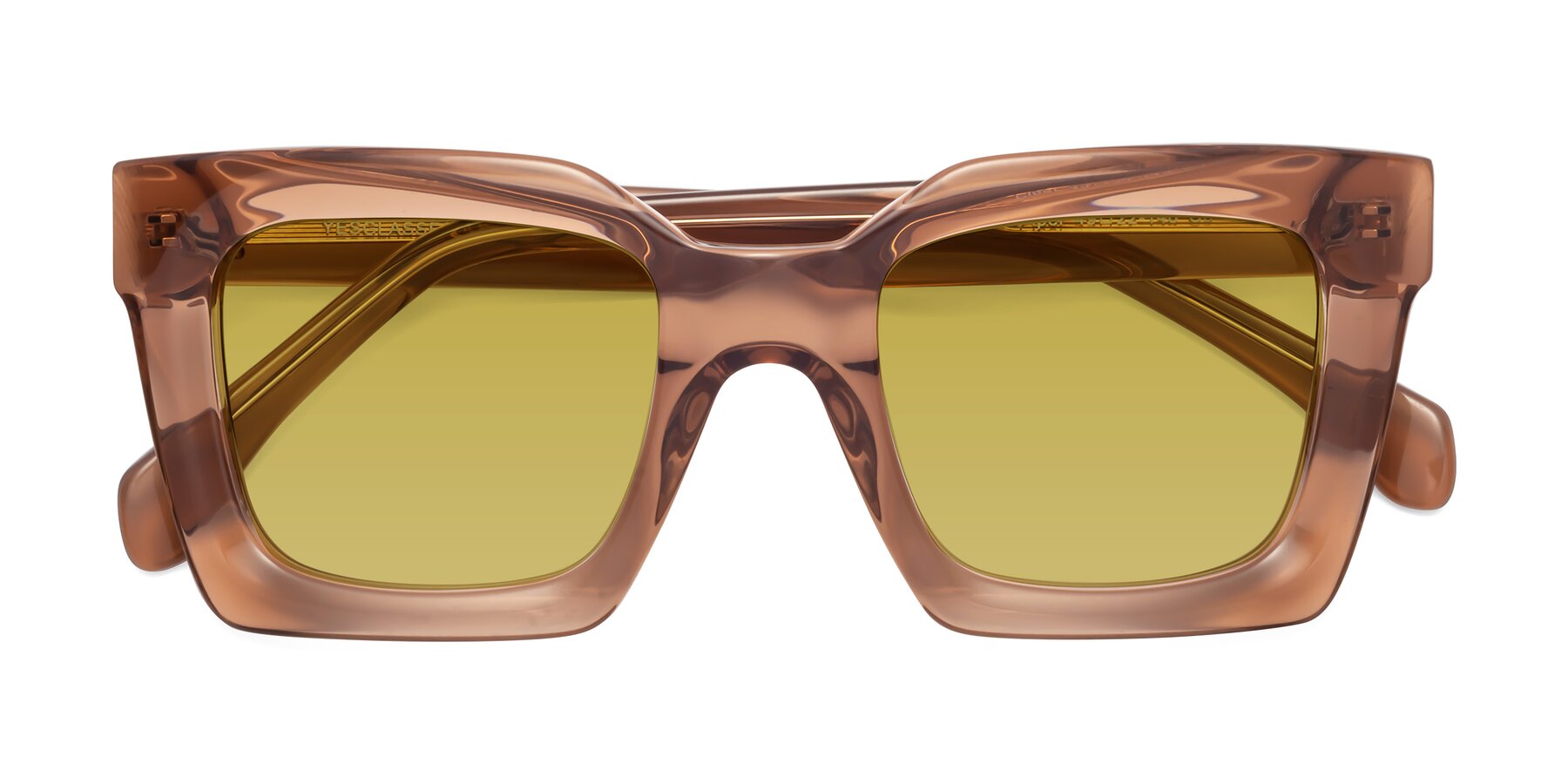 Folded Front of Piper in Caramel with Champagne Tinted Lenses