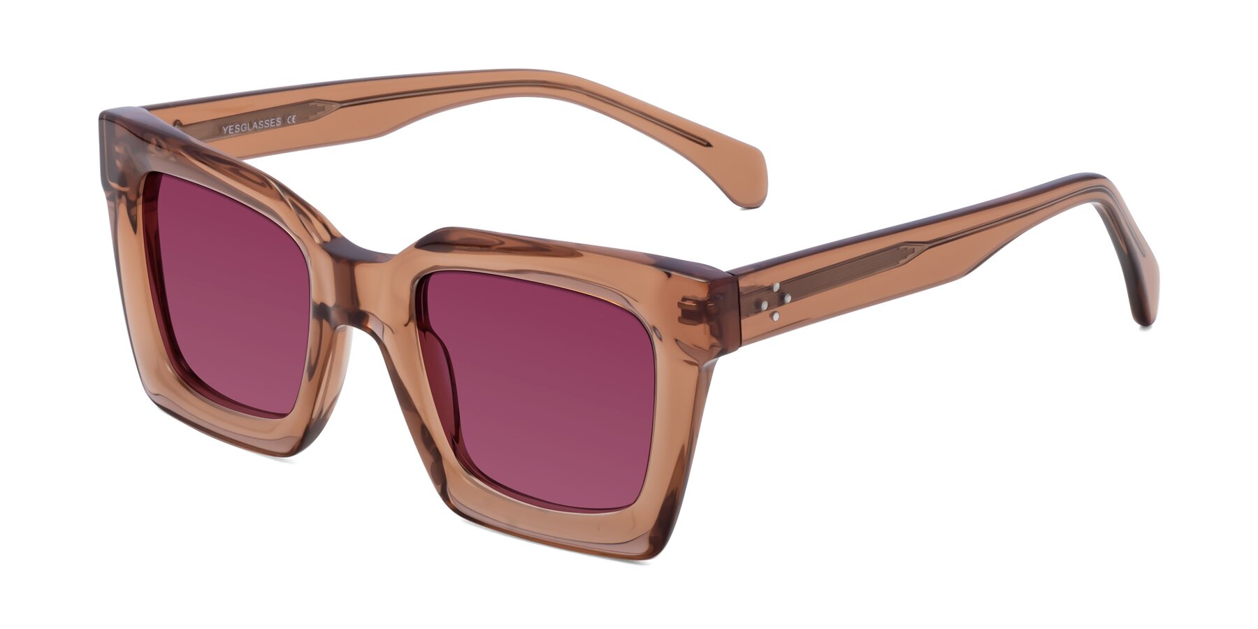 Angle of Piper in Caramel with Wine Tinted Lenses