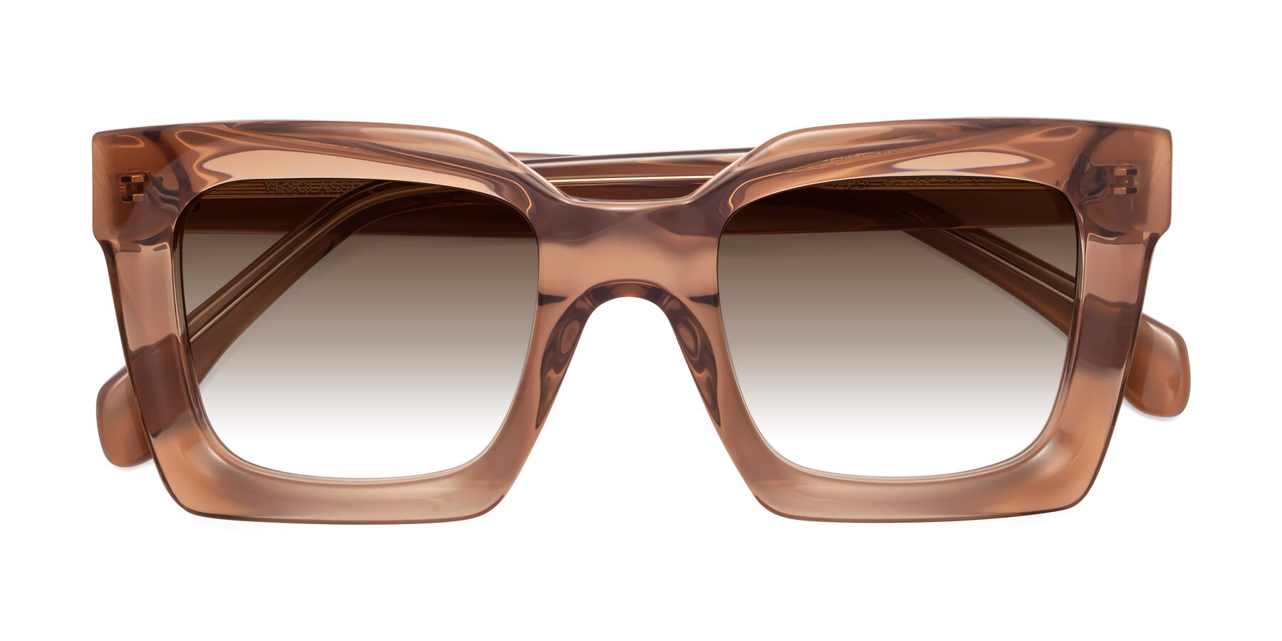 Folded Front of Piper in Caramel with Brown Gradient Lenses
