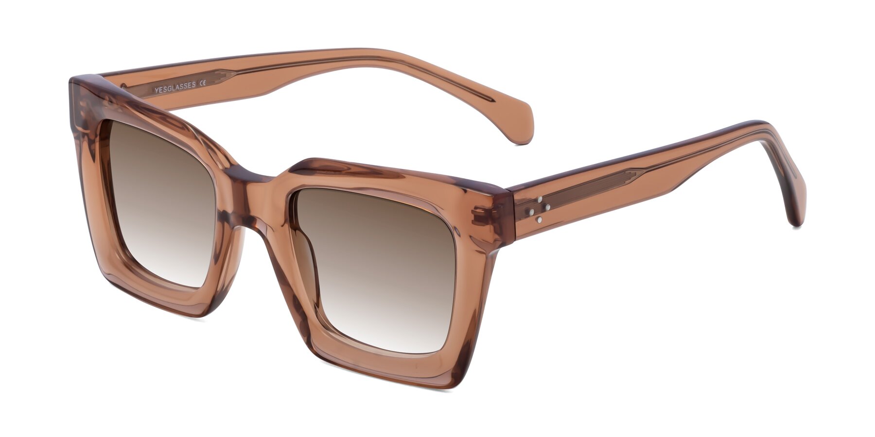 Angle of Piper in Caramel with Brown Gradient Lenses
