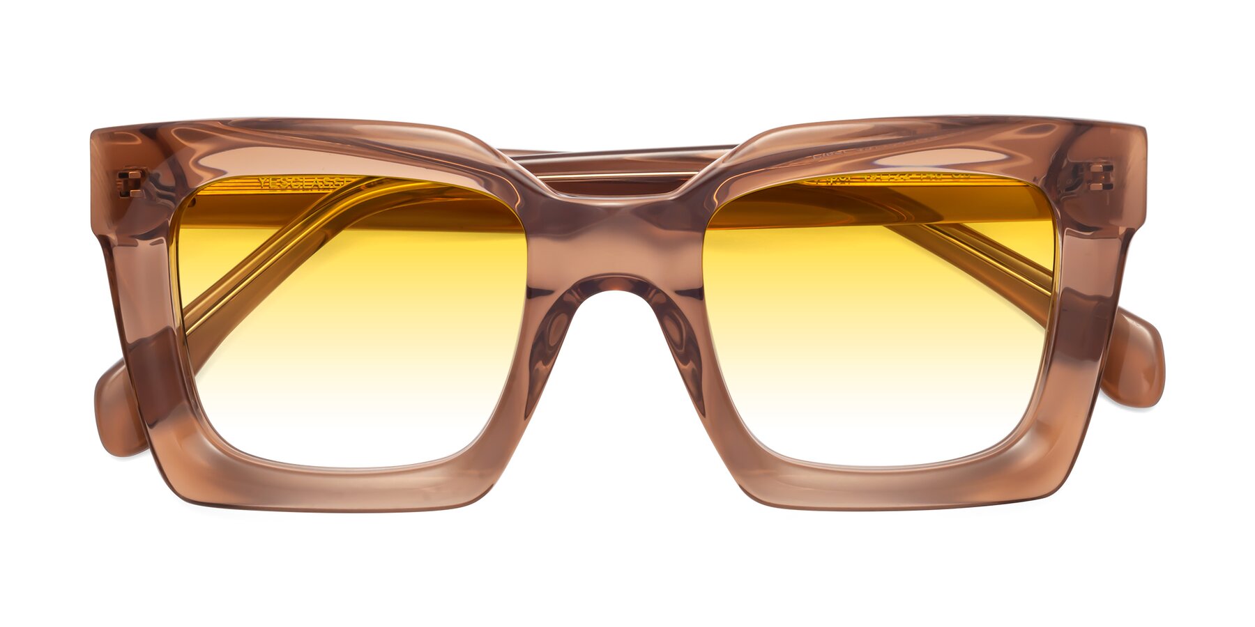 Folded Front of Piper in Caramel with Yellow Gradient Lenses