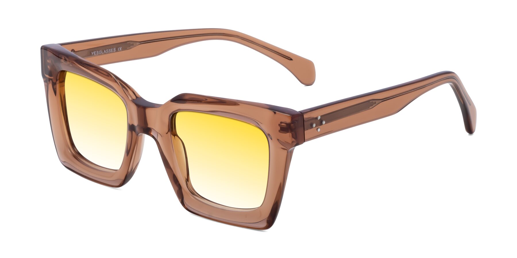 Angle of Piper in Caramel with Yellow Gradient Lenses