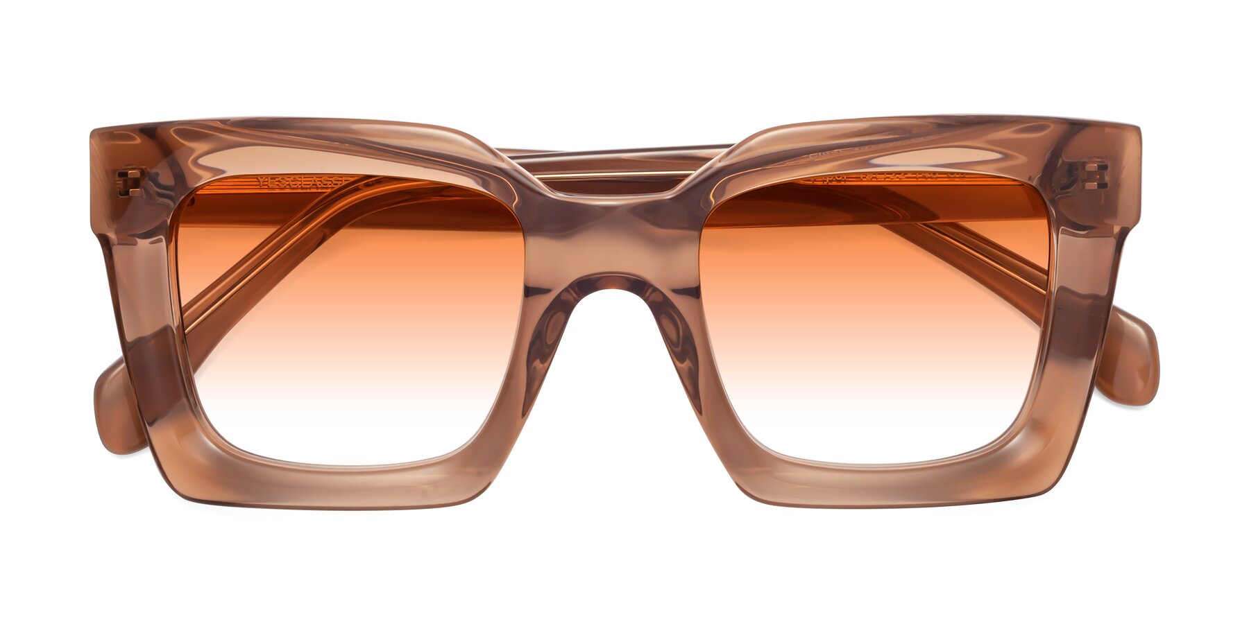 Folded Front of Piper in Caramel with Orange Gradient Lenses