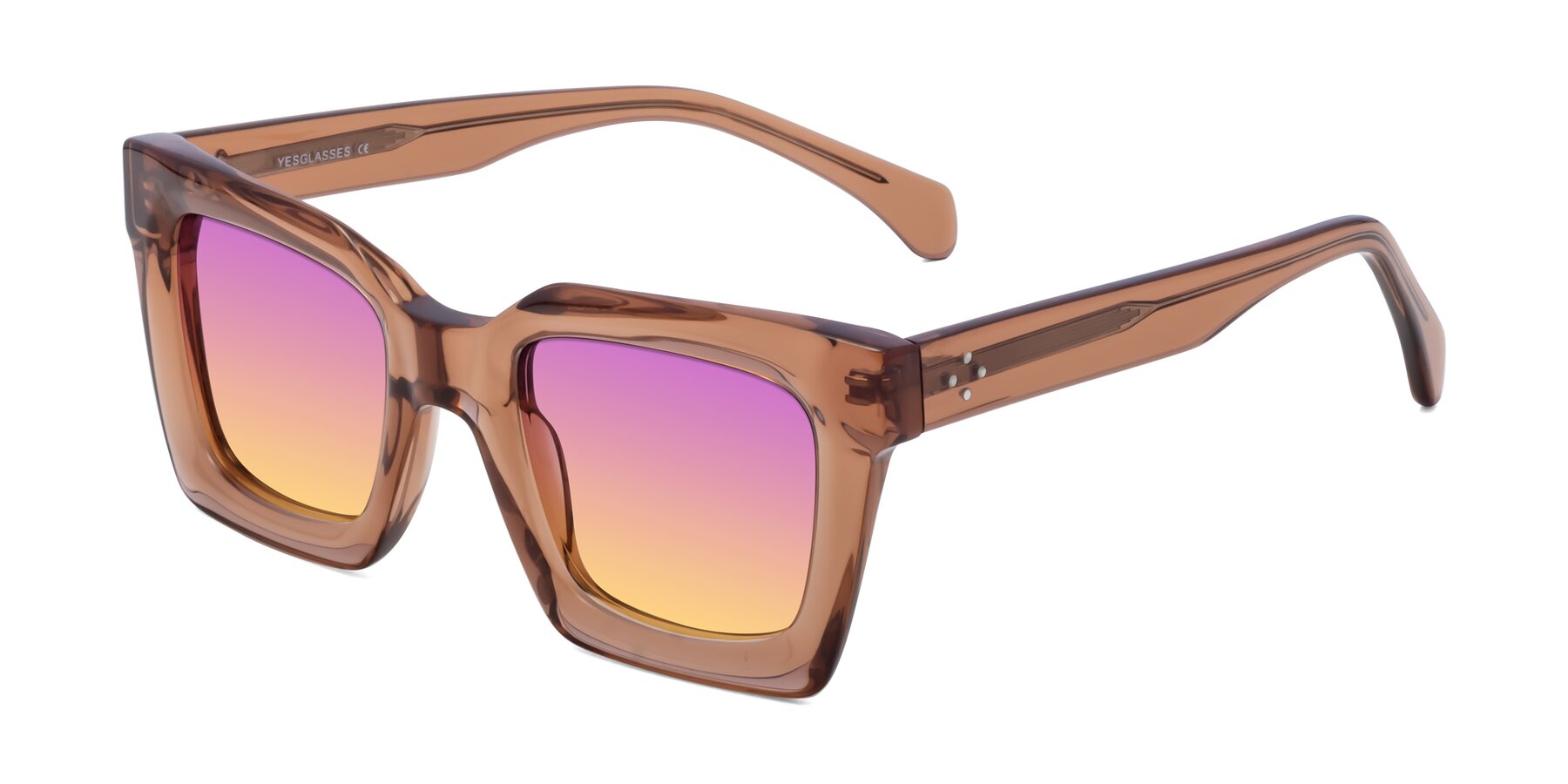 Angle of Piper in Caramel with Purple / Yellow Gradient Lenses