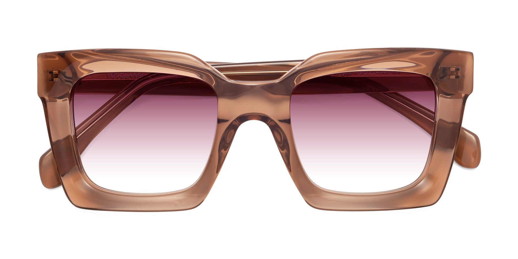 Folded Front of Piper in Caramel with Wine Gradient Lenses