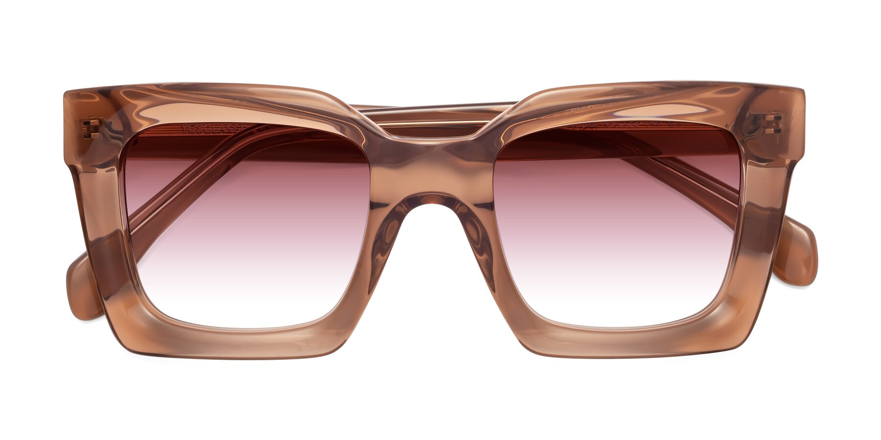 Folded Front of Piper in Caramel with Garnet Gradient Lenses