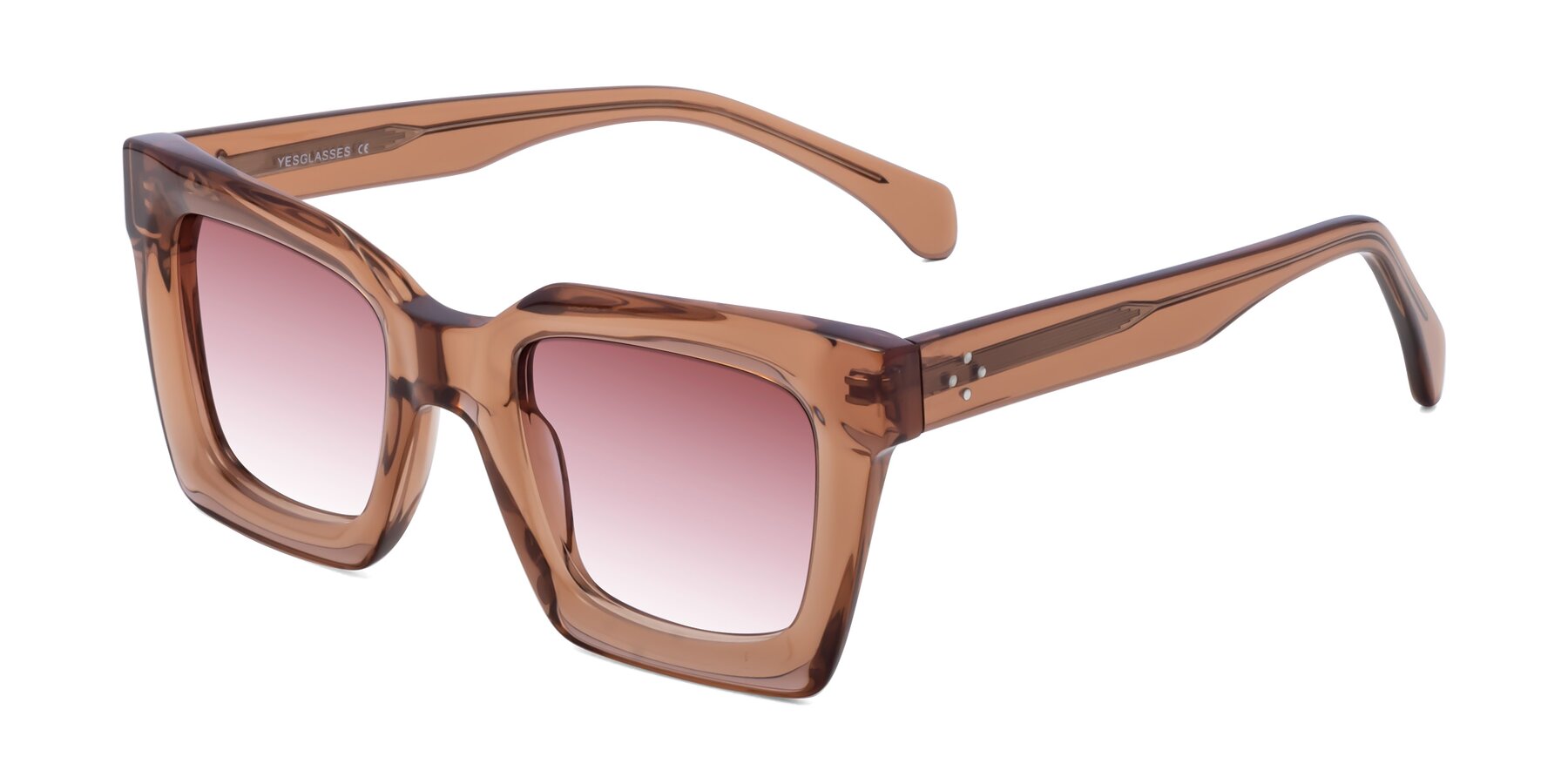 Angle of Piper in Caramel with Garnet Gradient Lenses