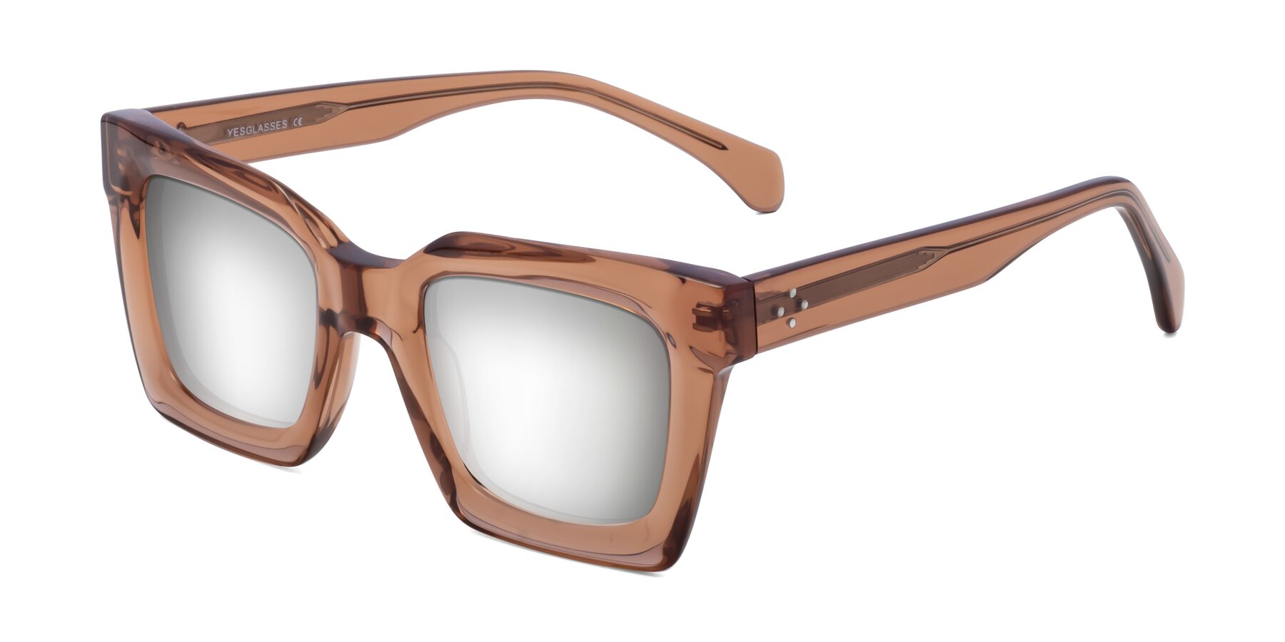Angle of Piper in Caramel with Silver Mirrored Lenses