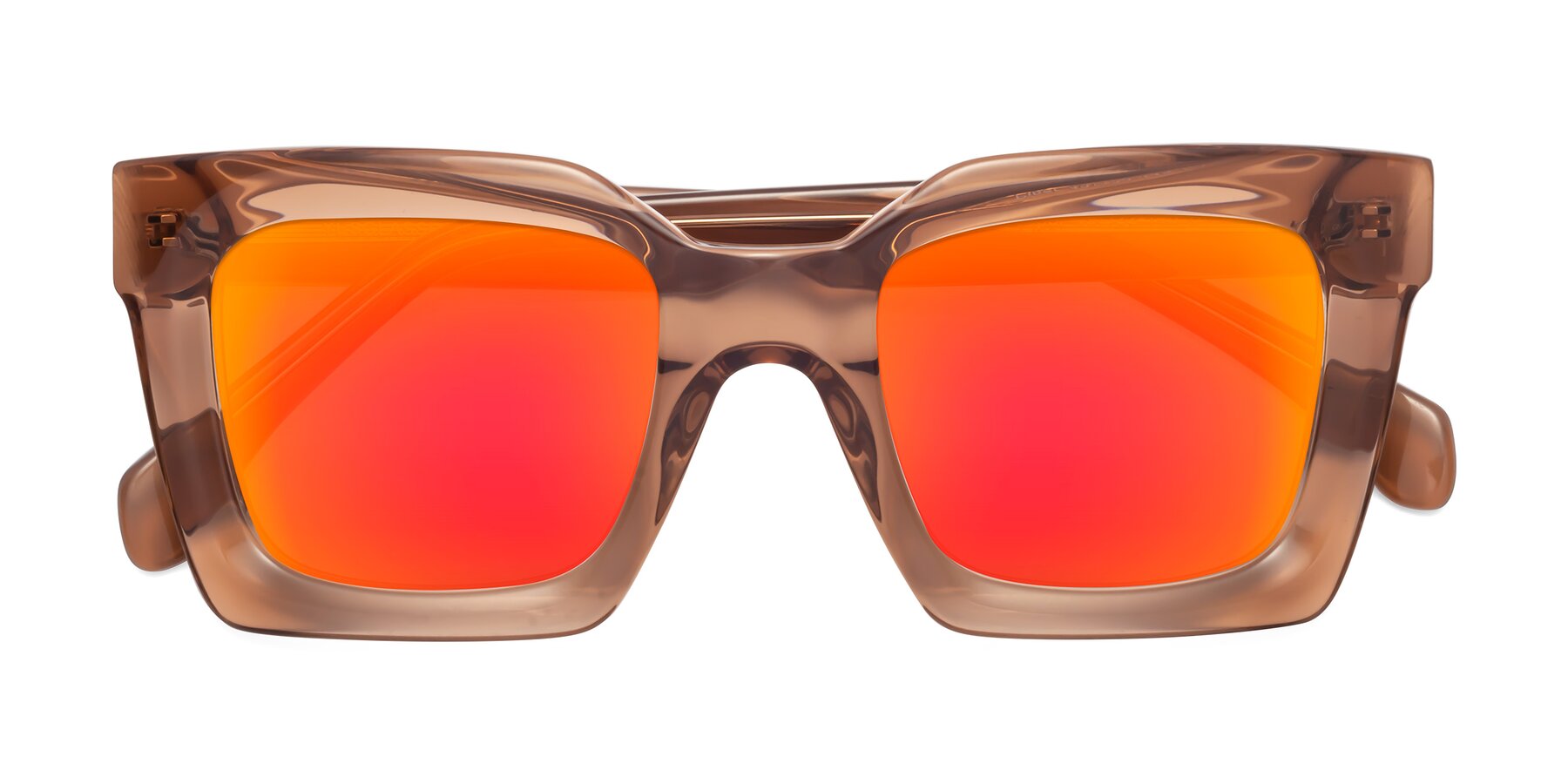 Folded Front of Piper in Caramel with Red Gold Mirrored Lenses