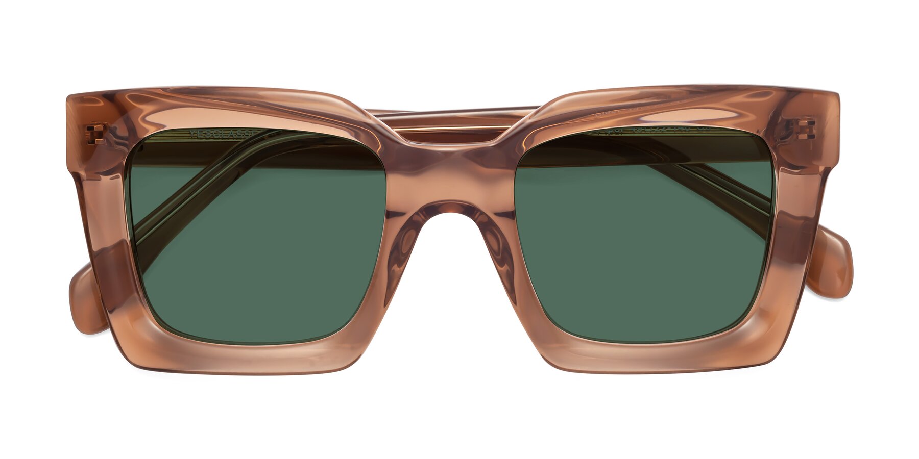 Folded Front of Piper in Caramel with Green Polarized Lenses