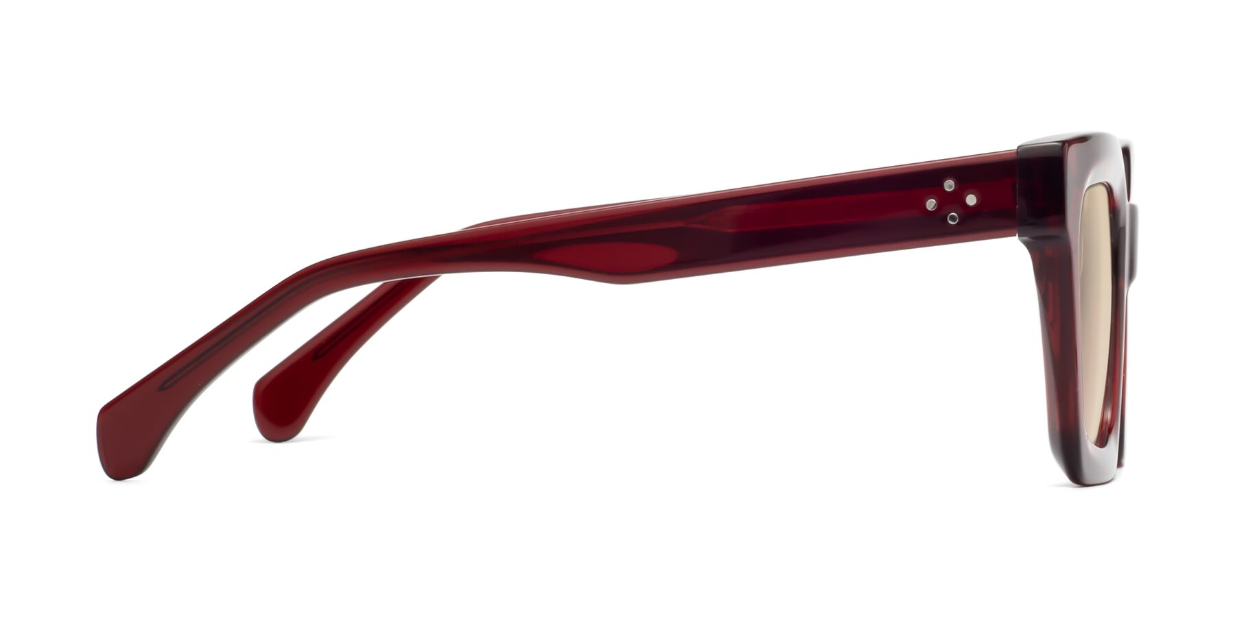 Side of Piper in Wine with Light Brown Tinted Lenses