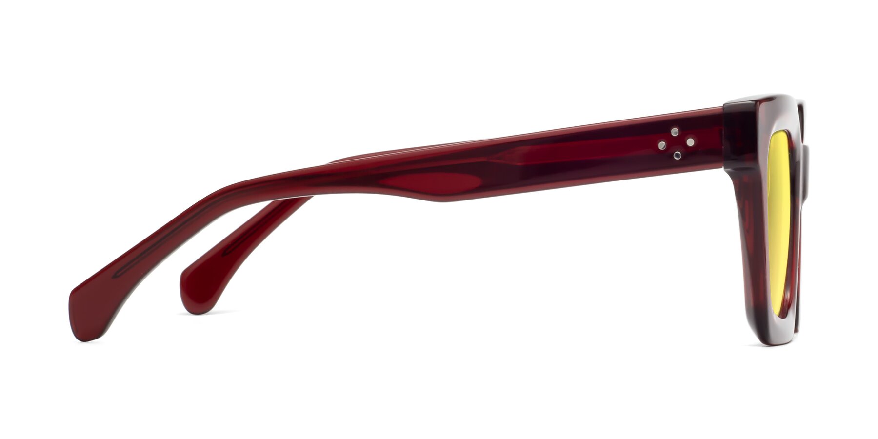 Side of Piper in Wine with Medium Yellow Tinted Lenses