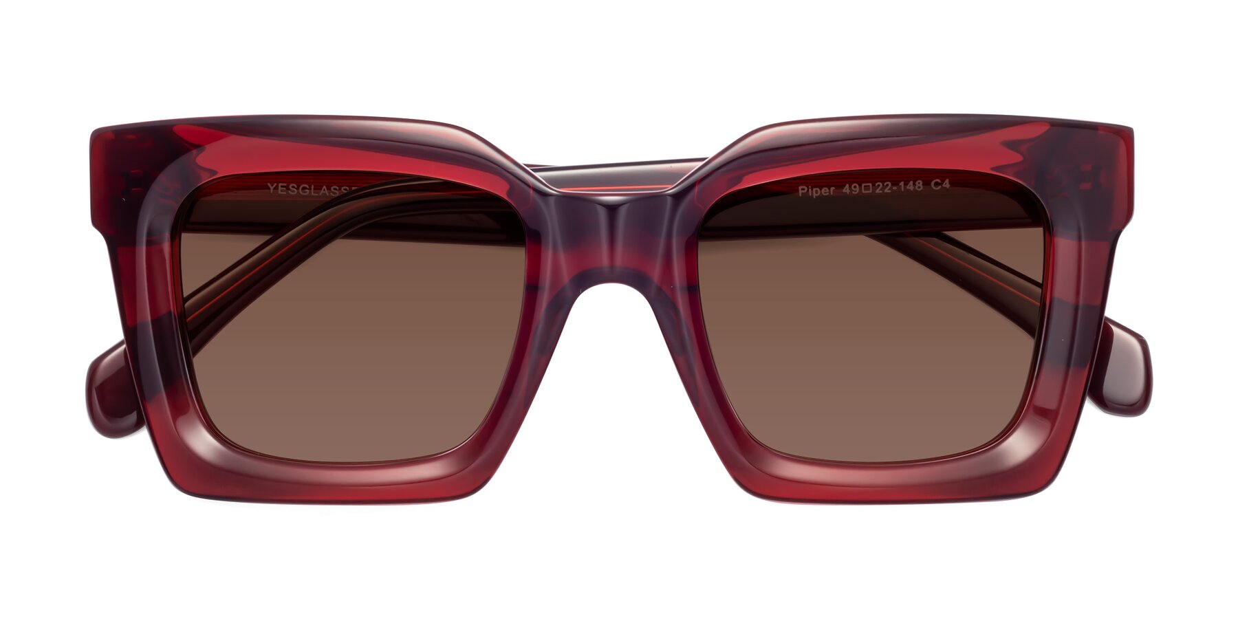 Folded Front of Piper in Wine with Brown Tinted Lenses