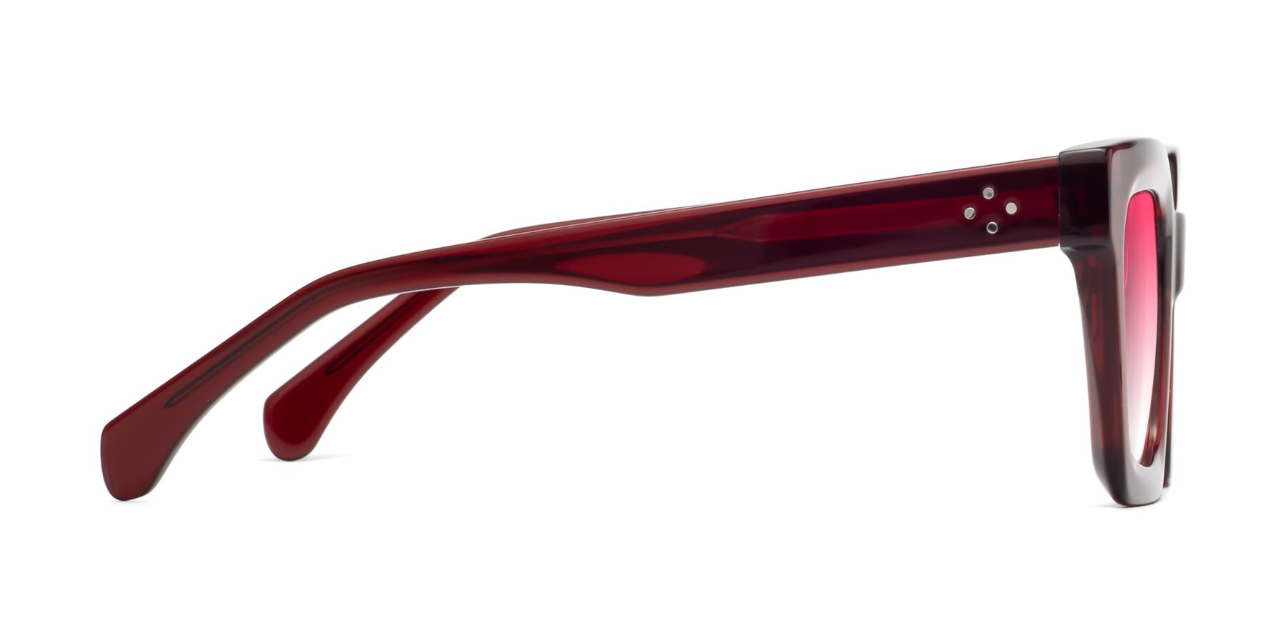 Side of Piper in Wine with Pink Gradient Lenses