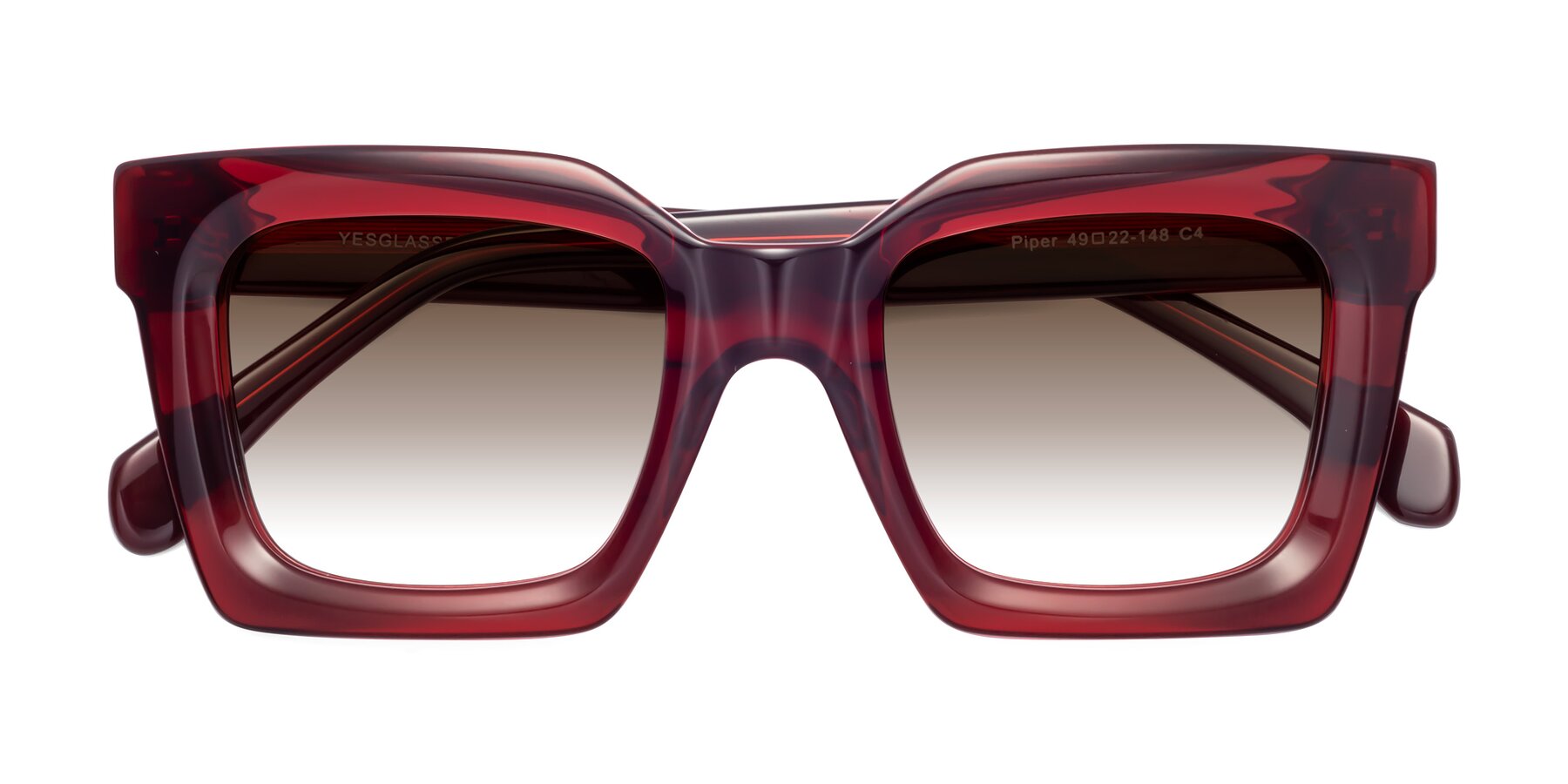 Folded Front of Piper in Wine with Brown Gradient Lenses