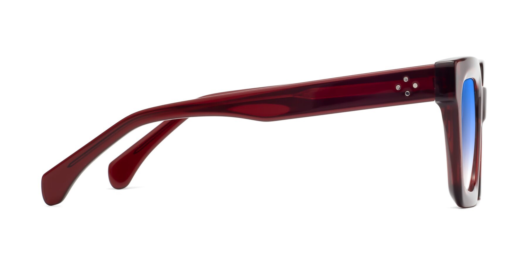 Side of Piper in Wine with Blue Gradient Lenses