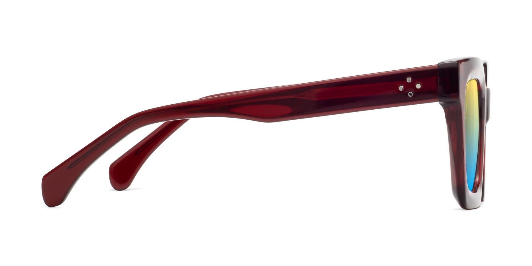 Side of Piper in Wine with Yellow / Blue Gradient Lenses
