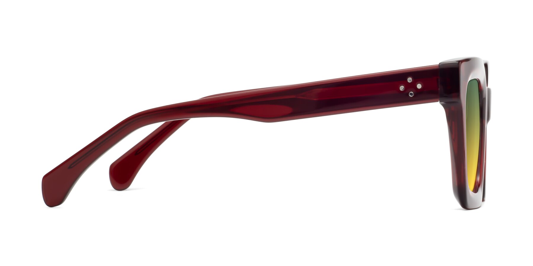 Side of Piper in Wine with Green / Yellow Gradient Lenses