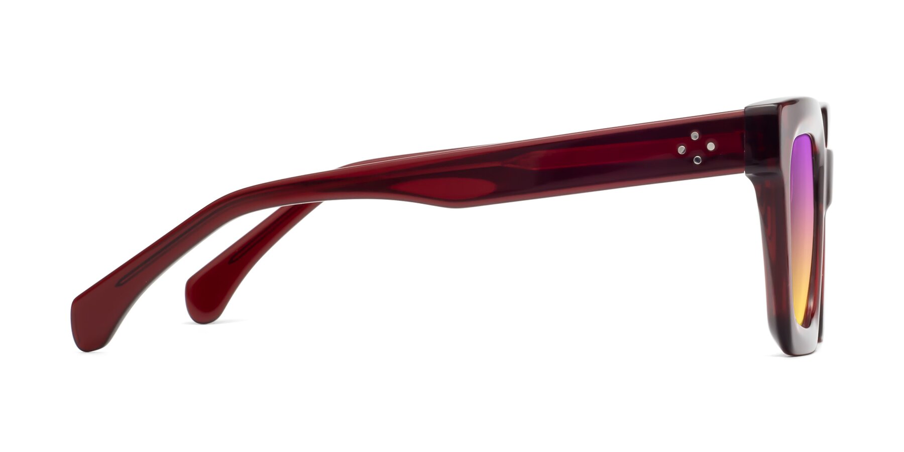 Side of Piper in Wine with Purple / Yellow Gradient Lenses