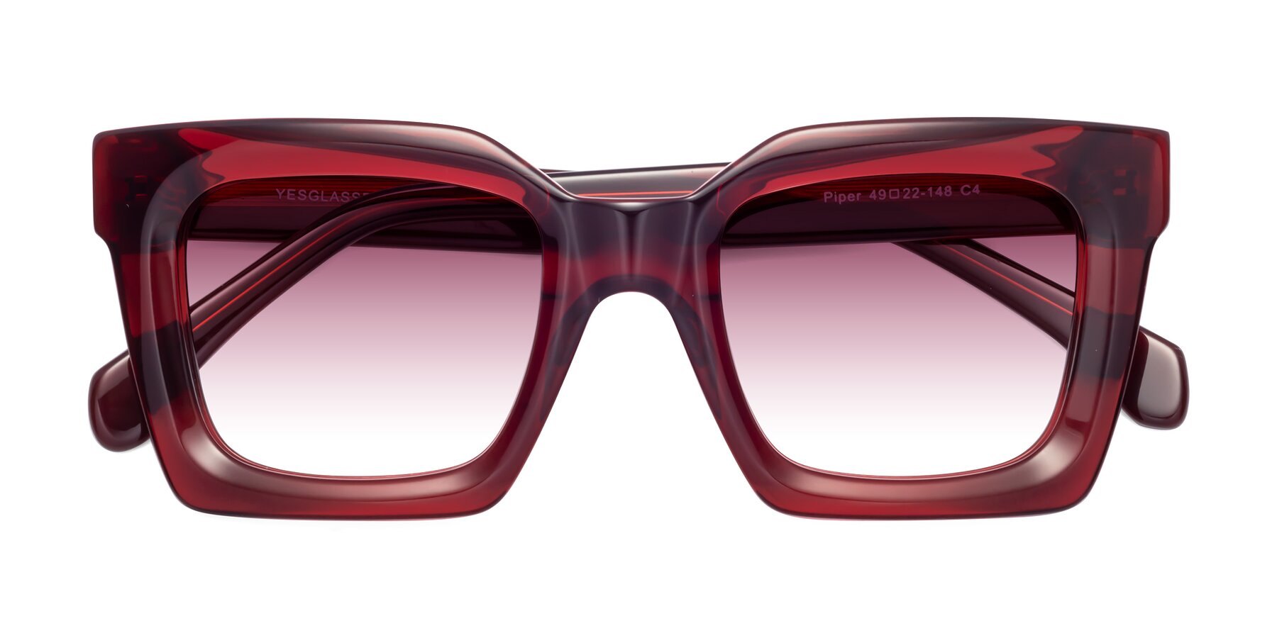 Folded Front of Piper in Wine with Wine Gradient Lenses