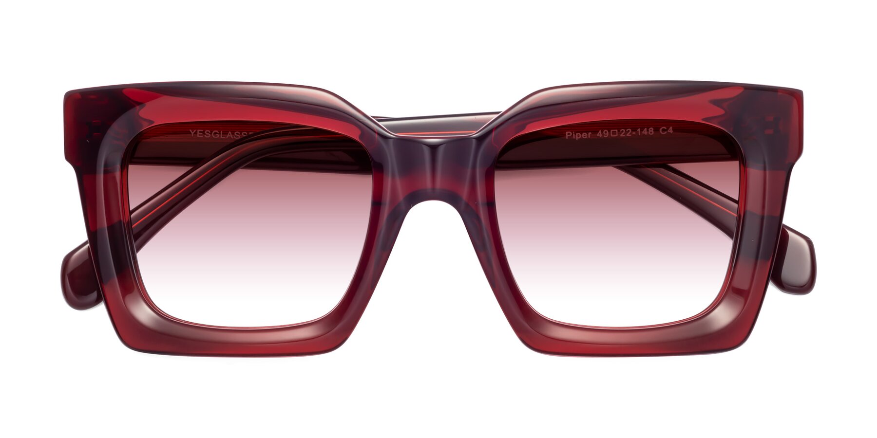 Folded Front of Piper in Wine with Garnet Gradient Lenses