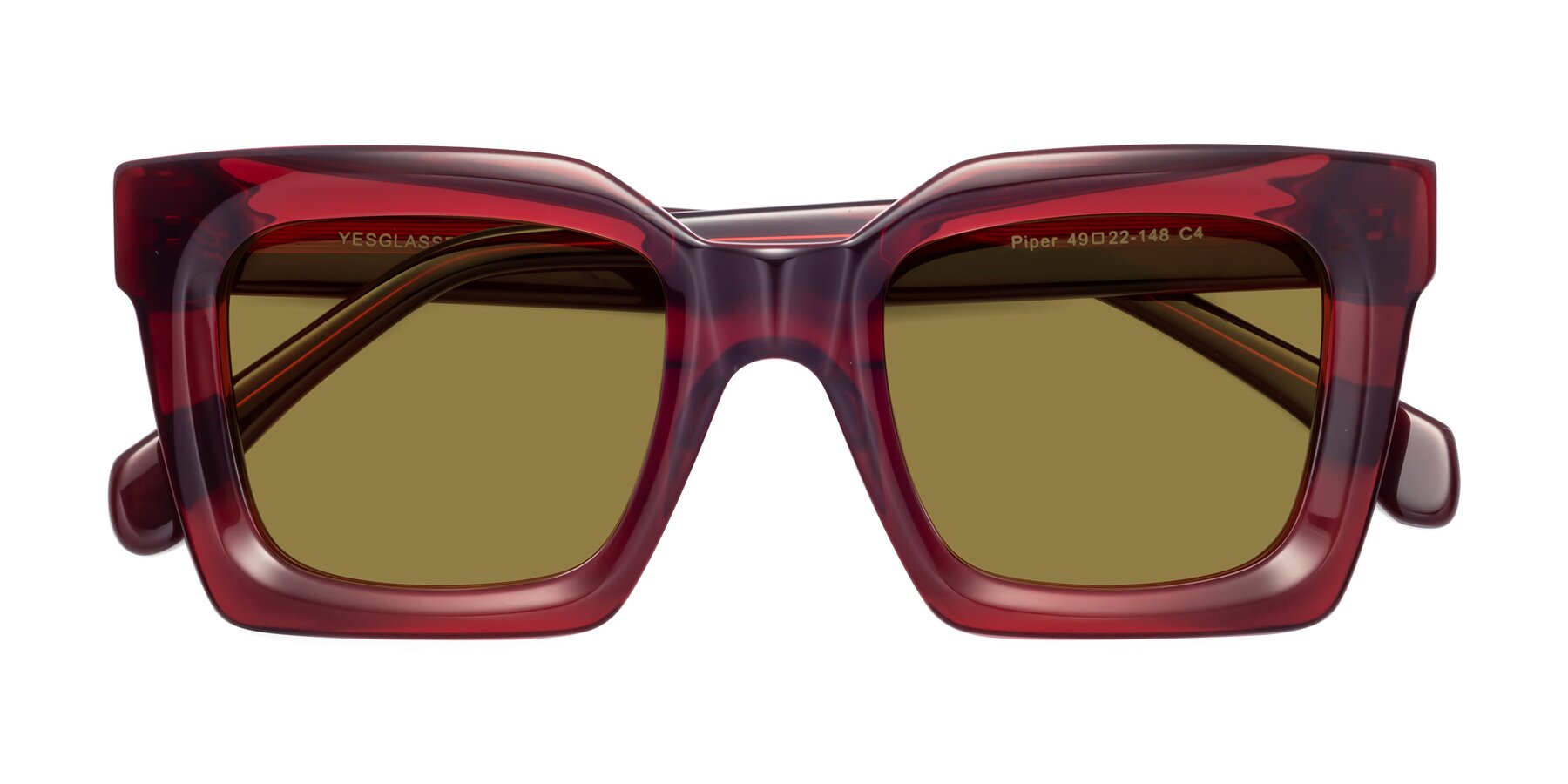 Folded Front of Piper in Wine with Brown Polarized Lenses