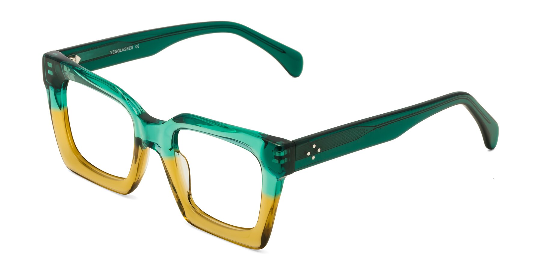 Angle of Piper in Green-Champagne with Clear Reading Eyeglass Lenses