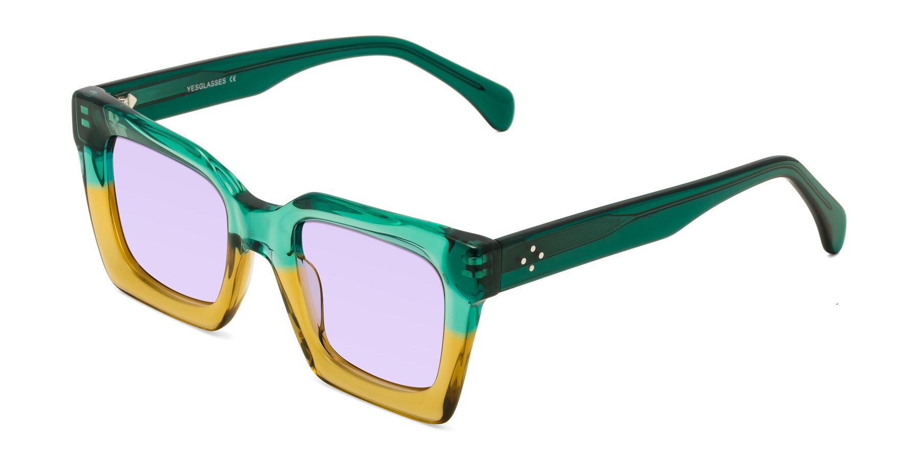 Angle of Piper in Green-Champagne with Light Purple Tinted Lenses