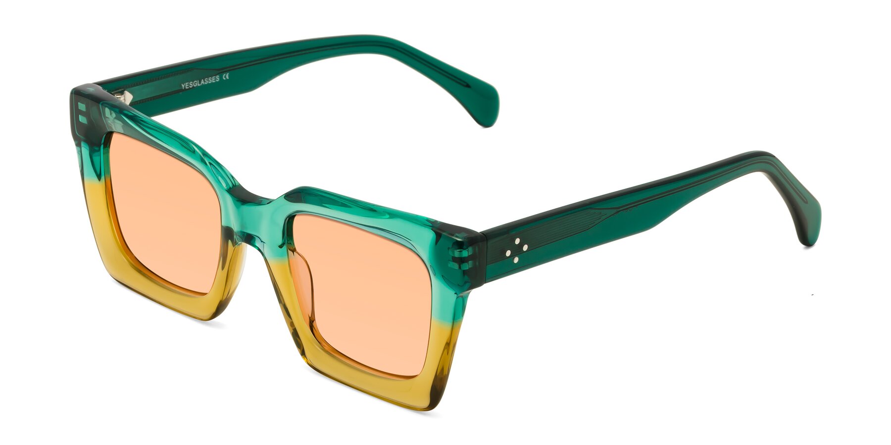 Angle of Piper in Green-Champagne with Light Orange Tinted Lenses