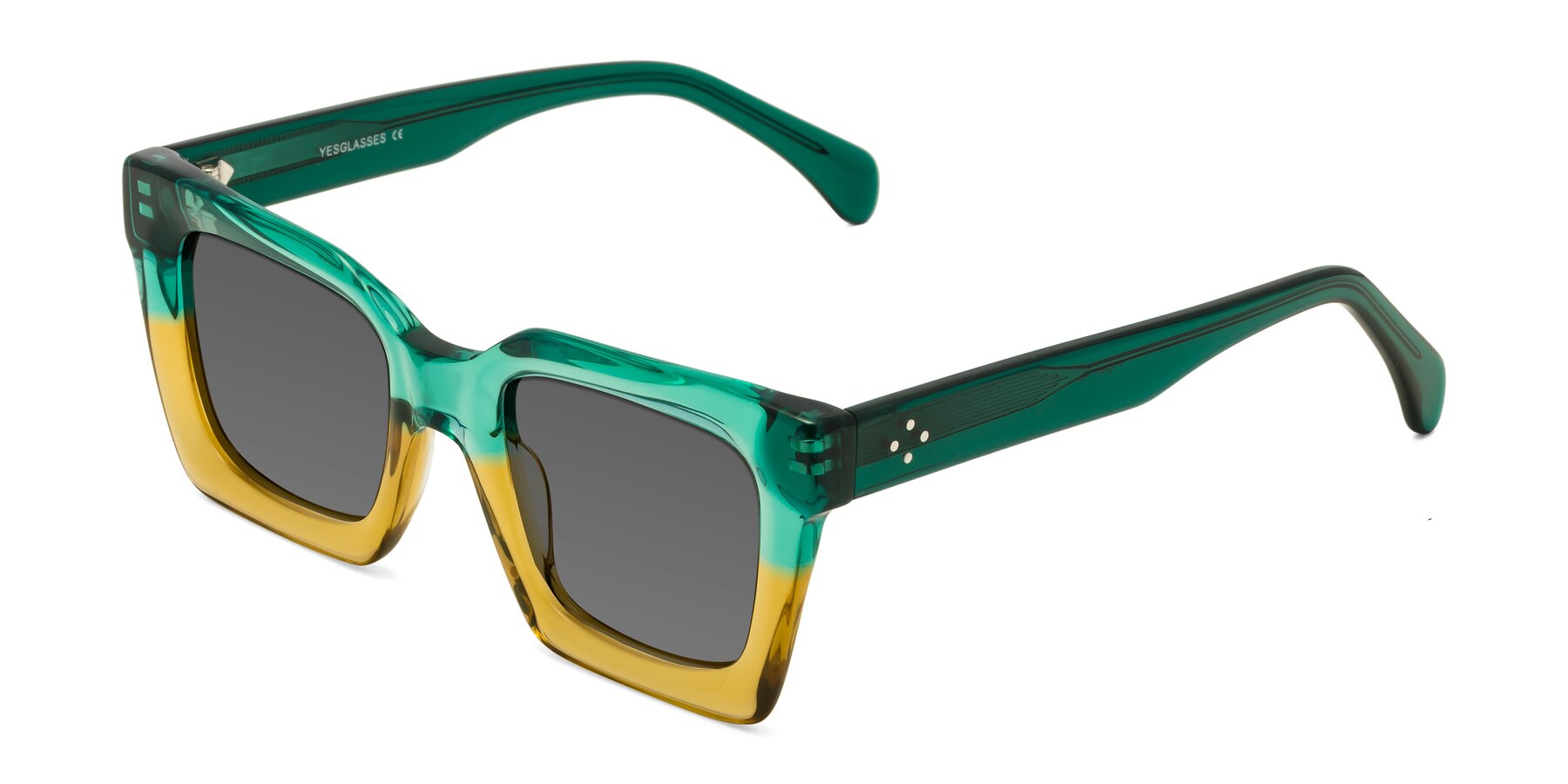 Angle of Piper in Green-Champagne with Medium Gray Tinted Lenses