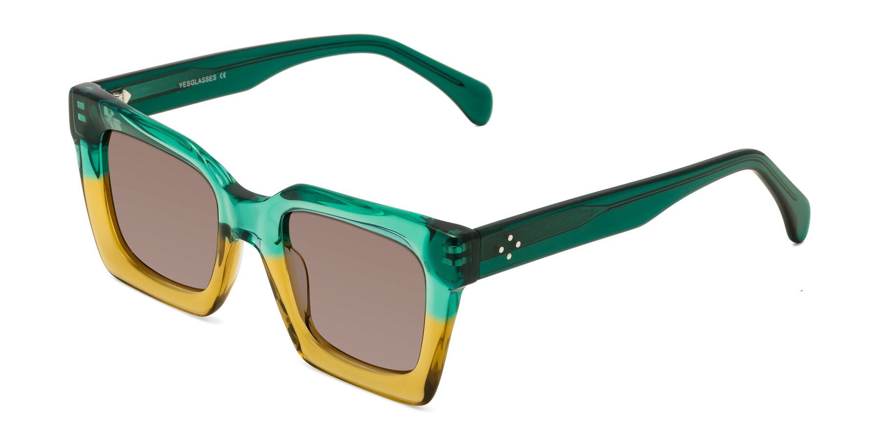 Angle of Piper in Green-Champagne with Medium Brown Tinted Lenses