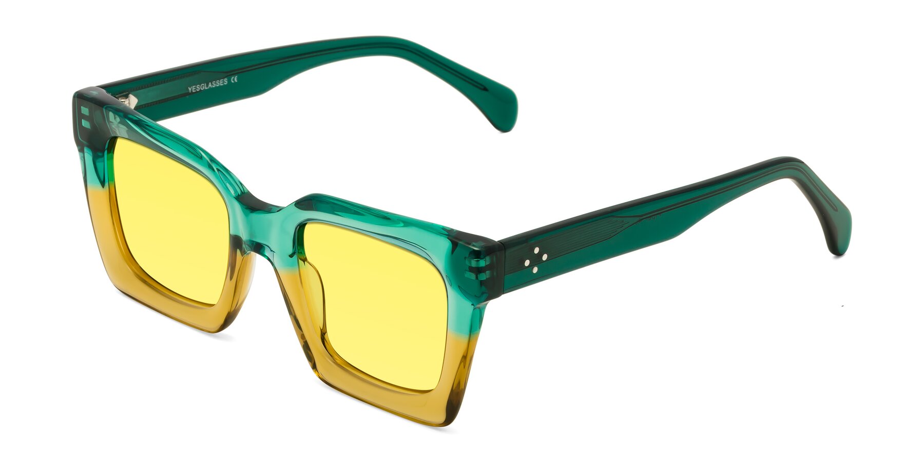 Angle of Piper in Green-Champagne with Medium Yellow Tinted Lenses