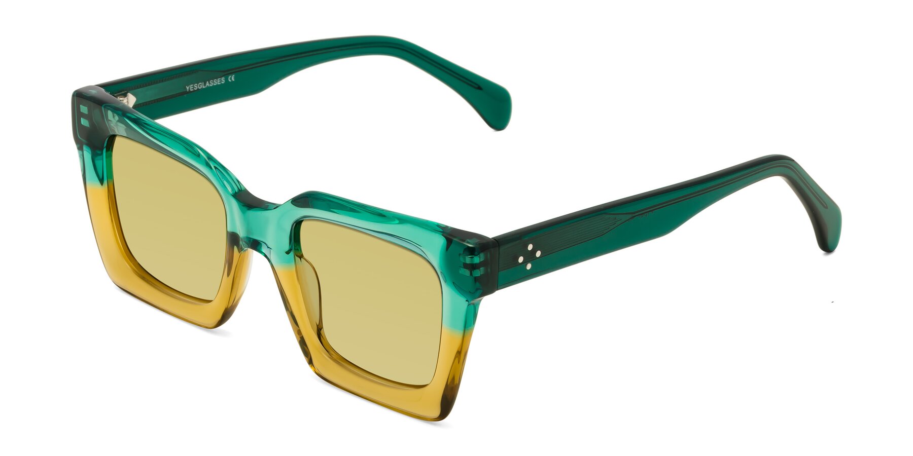 Angle of Piper in Green-Champagne with Medium Champagne Tinted Lenses