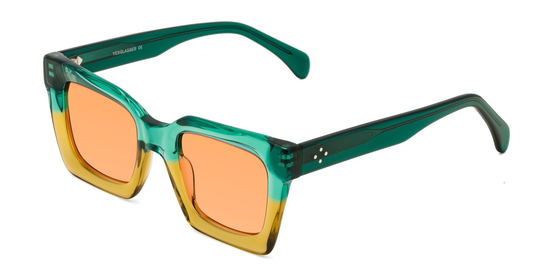 Angle of Piper in Green-Champagne with Medium Orange Tinted Lenses