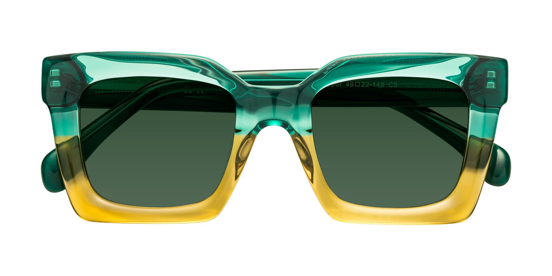 Folded Front of Piper in Green-Champagne with Green Tinted Lenses