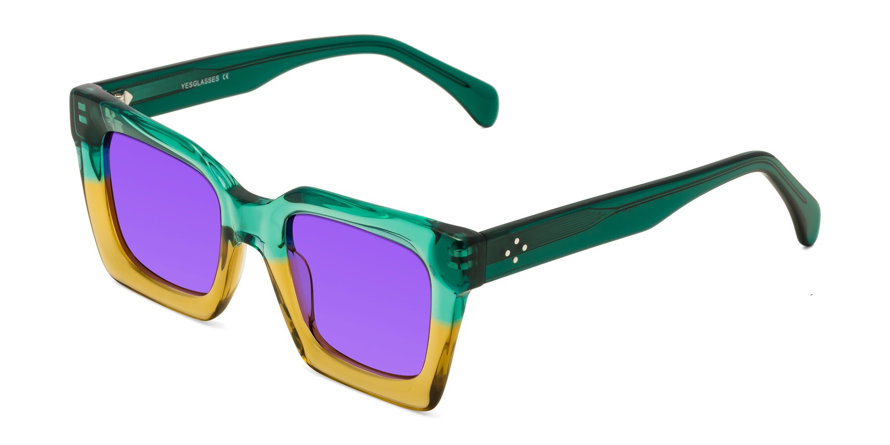 Angle of Piper in Green-Champagne with Purple Tinted Lenses